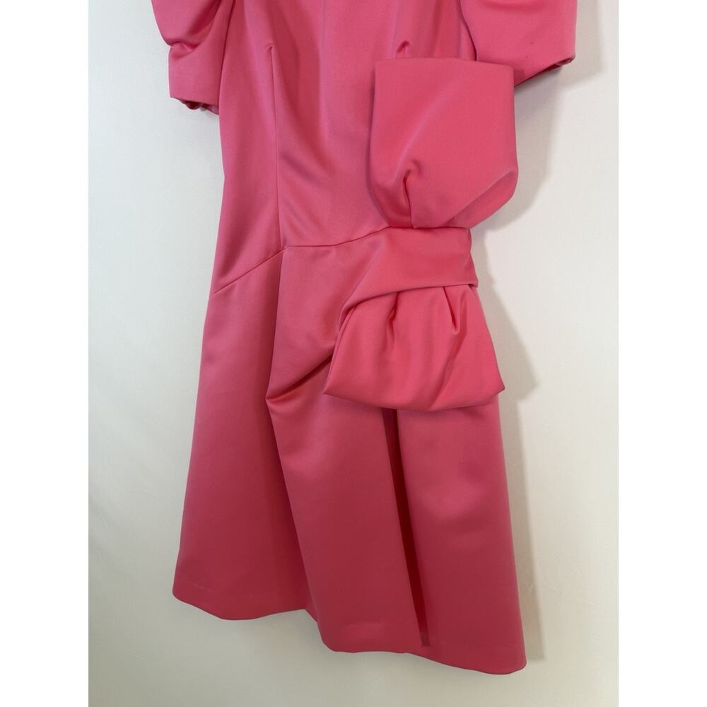 Vintage VICTOR COSTA 1980's Pink Satin Dress Gown Size 10 Knee Length Prom HoCo - Picture 4 of 16